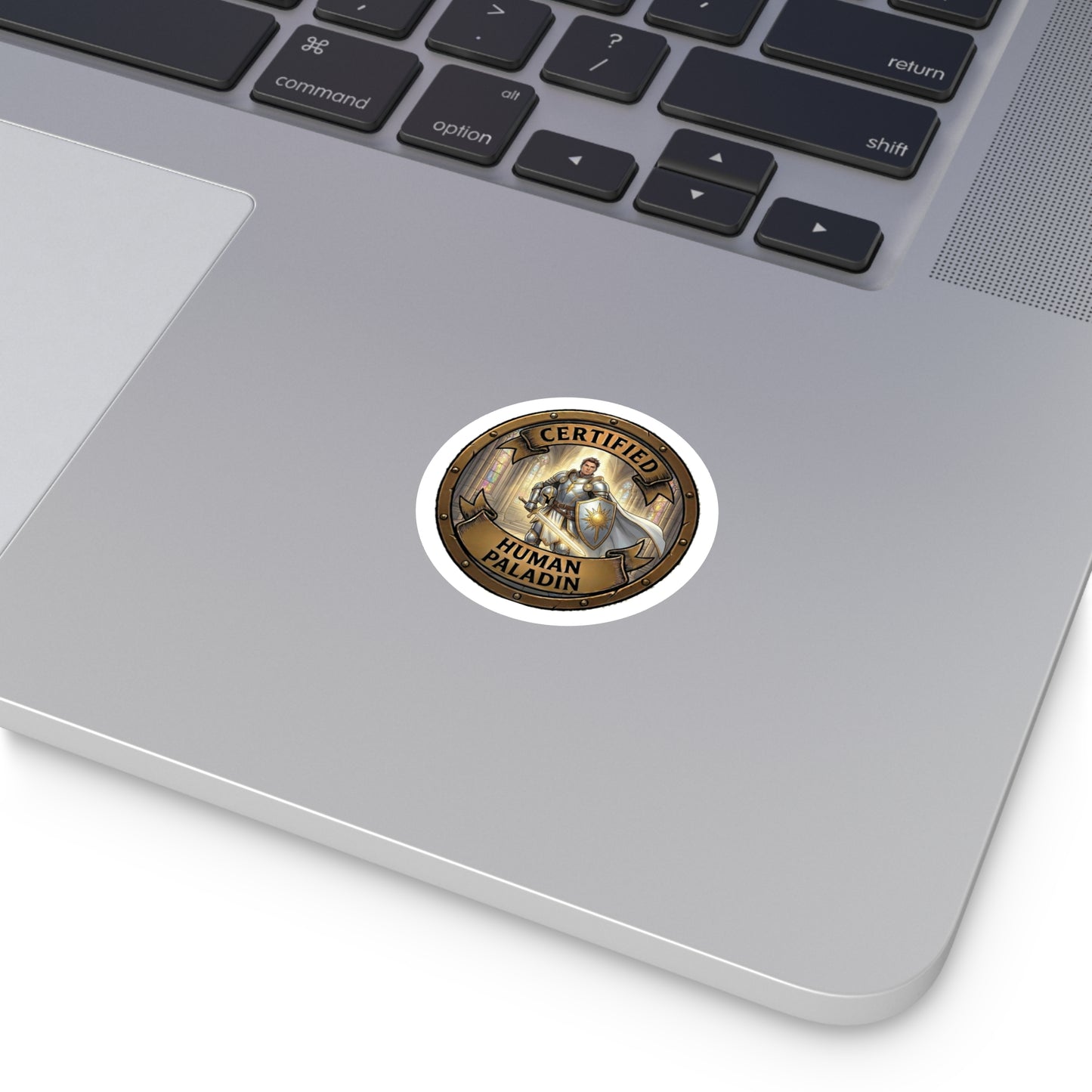 Certified Human Paladin Sticker — Round RPG Fantasy Vinyl