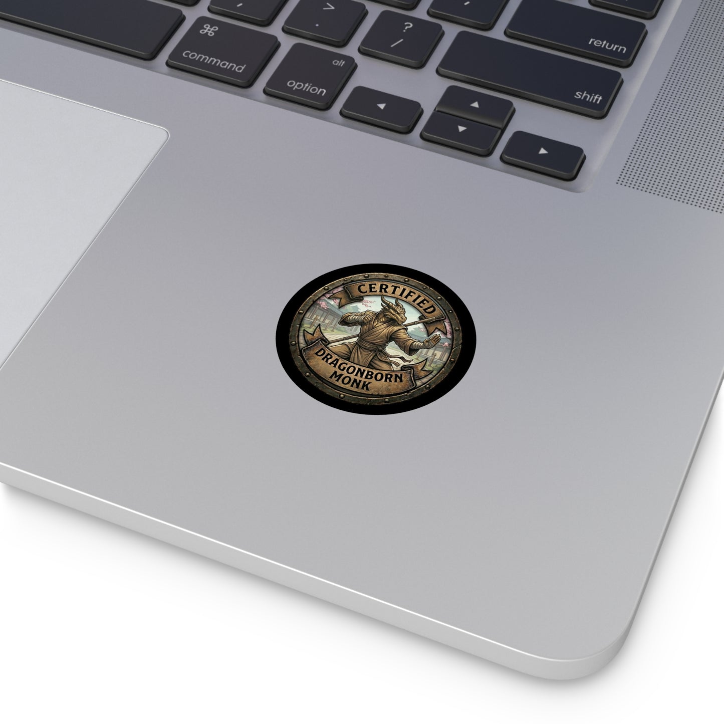 Certified Dragonborn Monk Round Vinyl Sticker — RPG Fantasy Character Decal