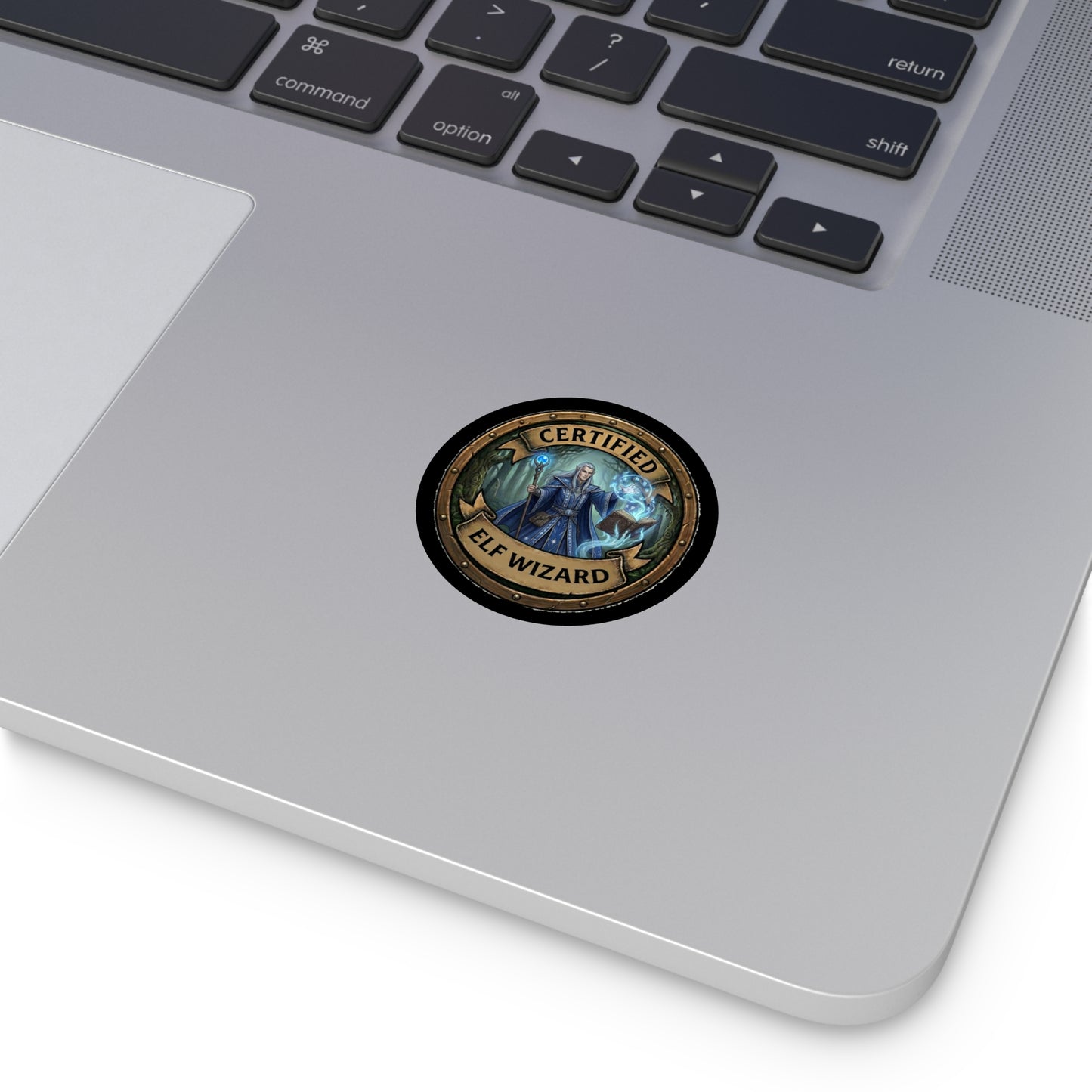 Certified Elf Wizard Round Vinyl Sticker — Fantasy Mage Badge for Gamers & Cosplayers