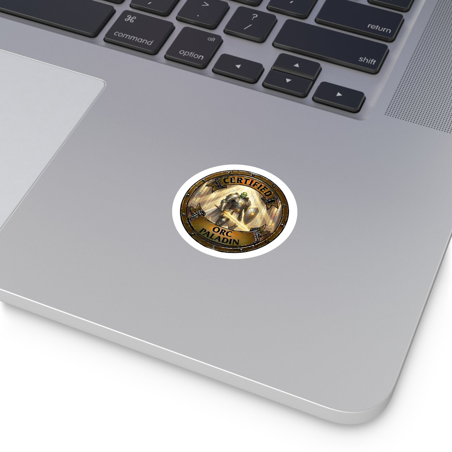 Orc Paladin Round Vinyl Sticker – Certified Fantasy RPG Emblem