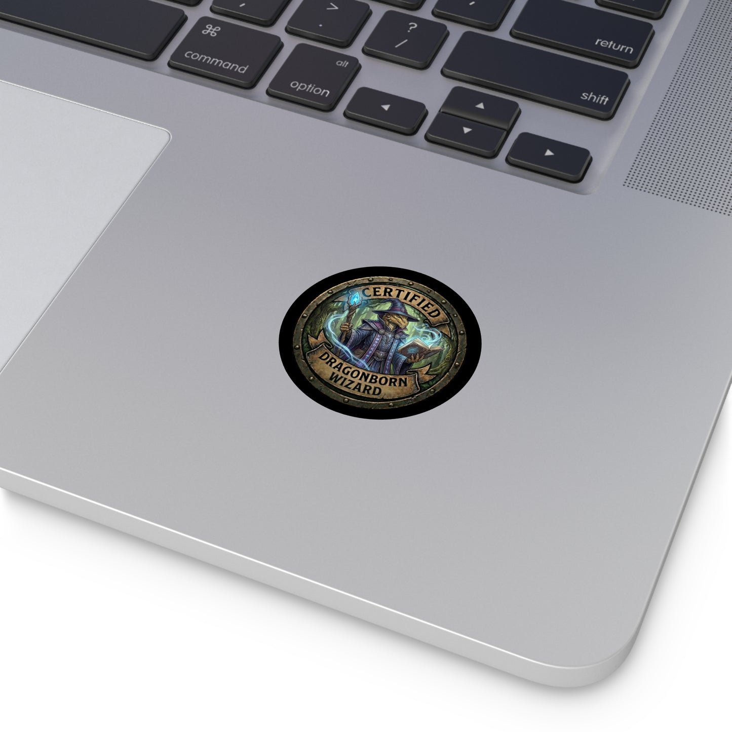 Certified Dragonborn Wizard Round Vinyl Sticker — Fantasy RPG Magnet, Dungeons & Dragons Gift