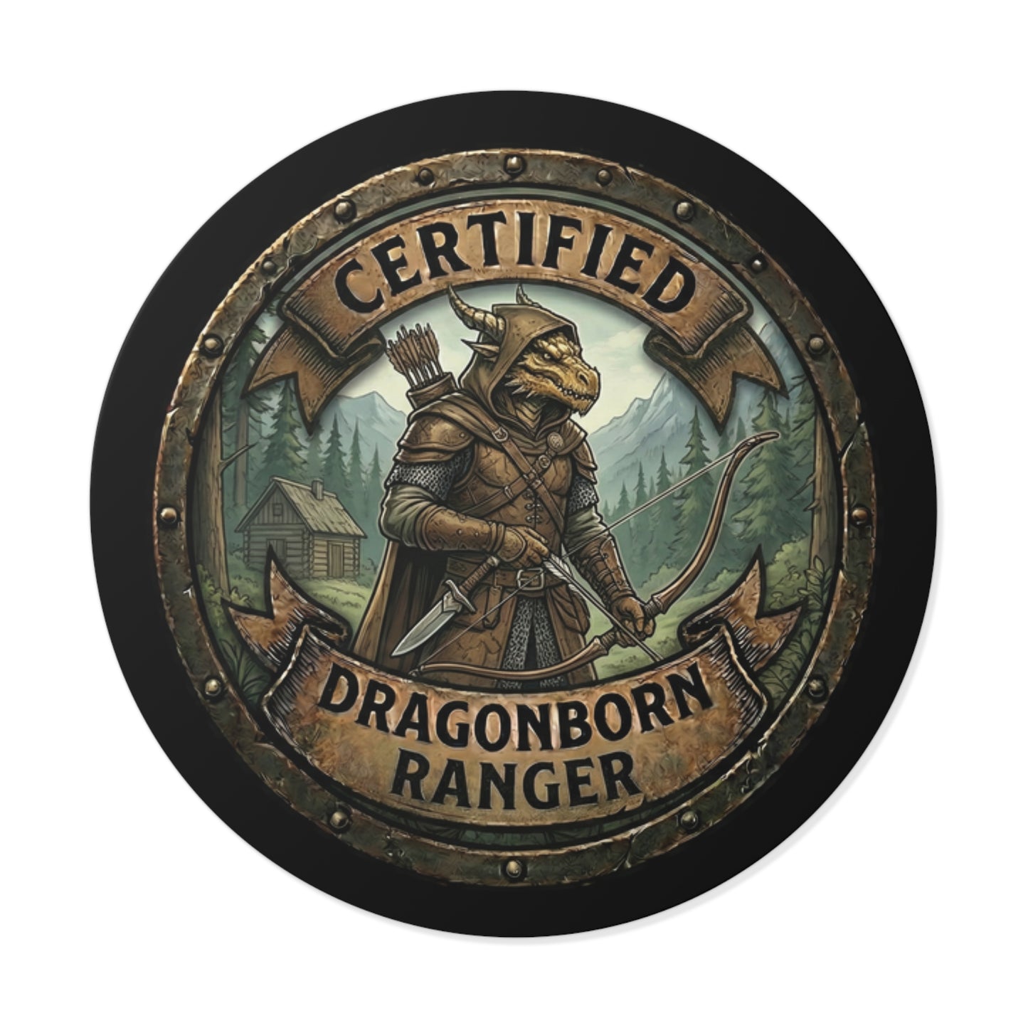 Certified Dragonborn Ranger Round Vinyl Sticker