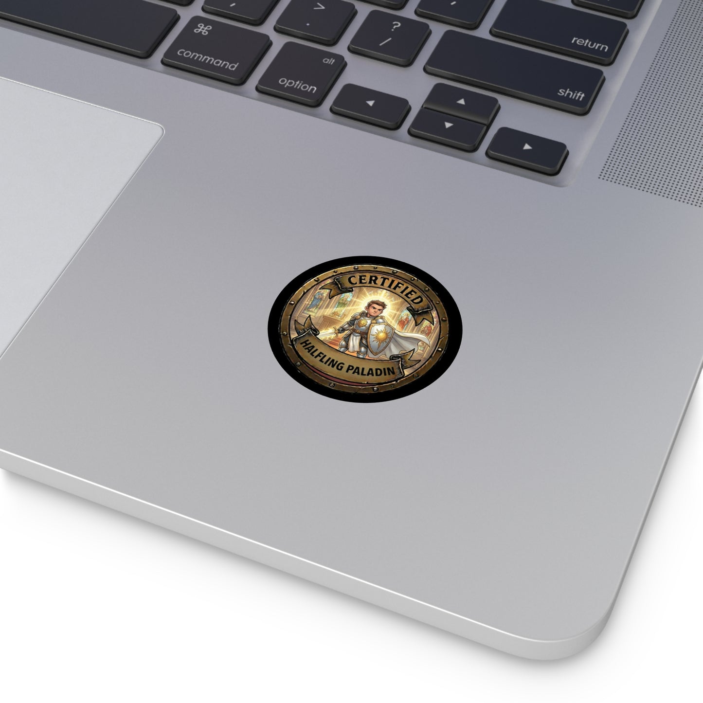Certified Halfling Paladin Round Vinyl Sticker — Fantasy RPG Character Decal
