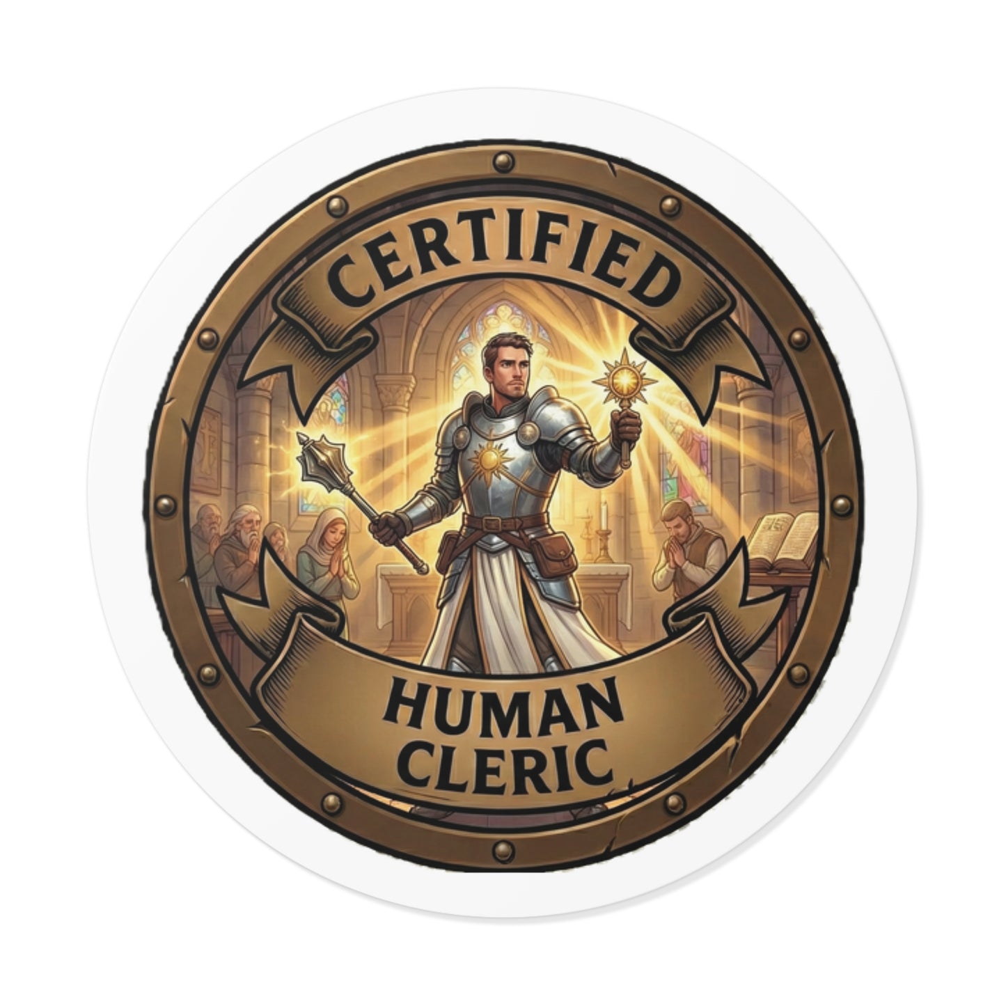 Certified Human Cleric Round Vinyl Sticker