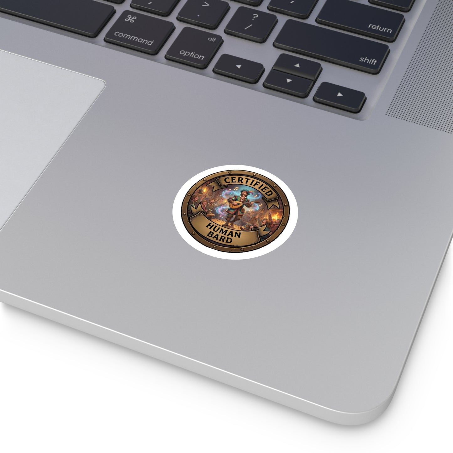 Certified Human Bard Round Vinyl Sticker — Fantasy Musician Dungeons & Dragons Gift