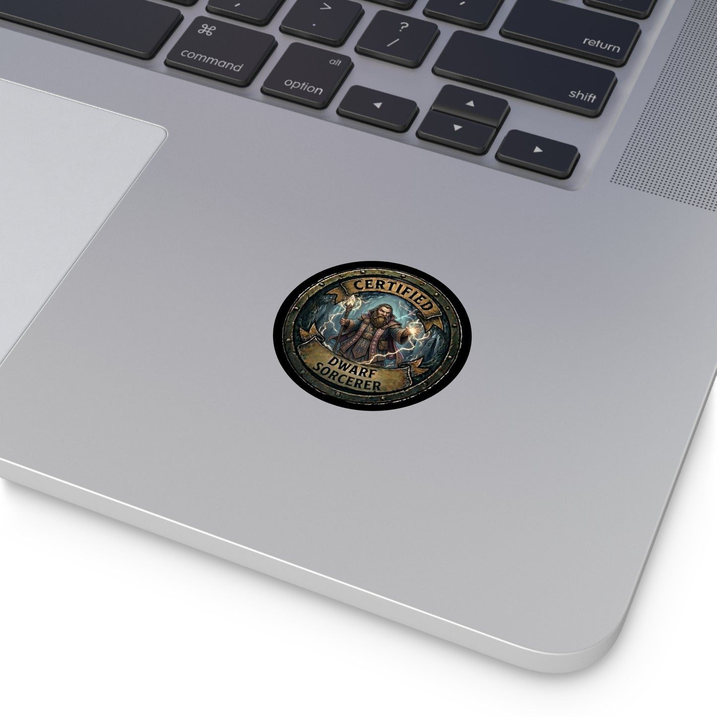 Certified Dwarf Sorcerer Round Vinyl Sticker — Fantasy RPG Magic Badge
