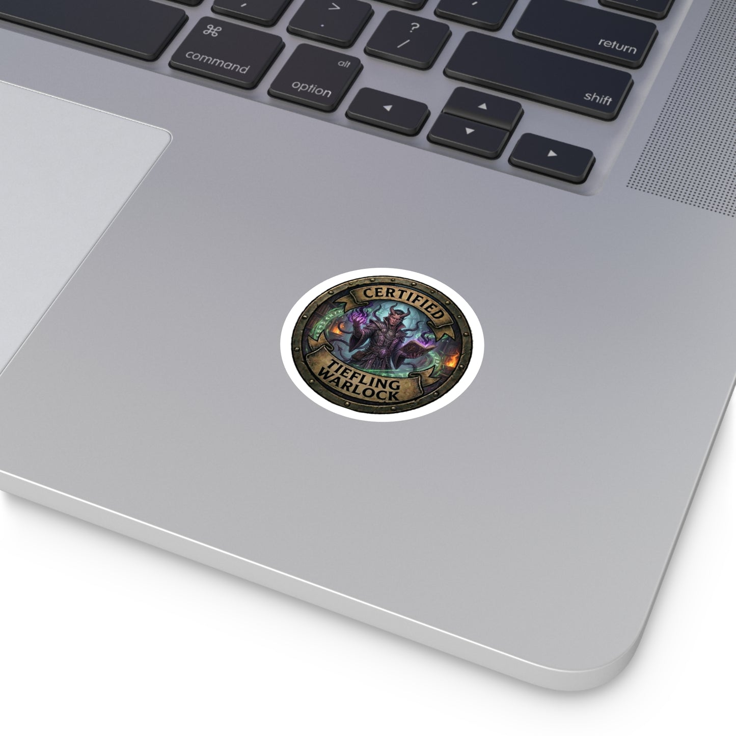 Certified Tiefling Warlock Sticker — Round Roleplay D&D Fantasy Decal