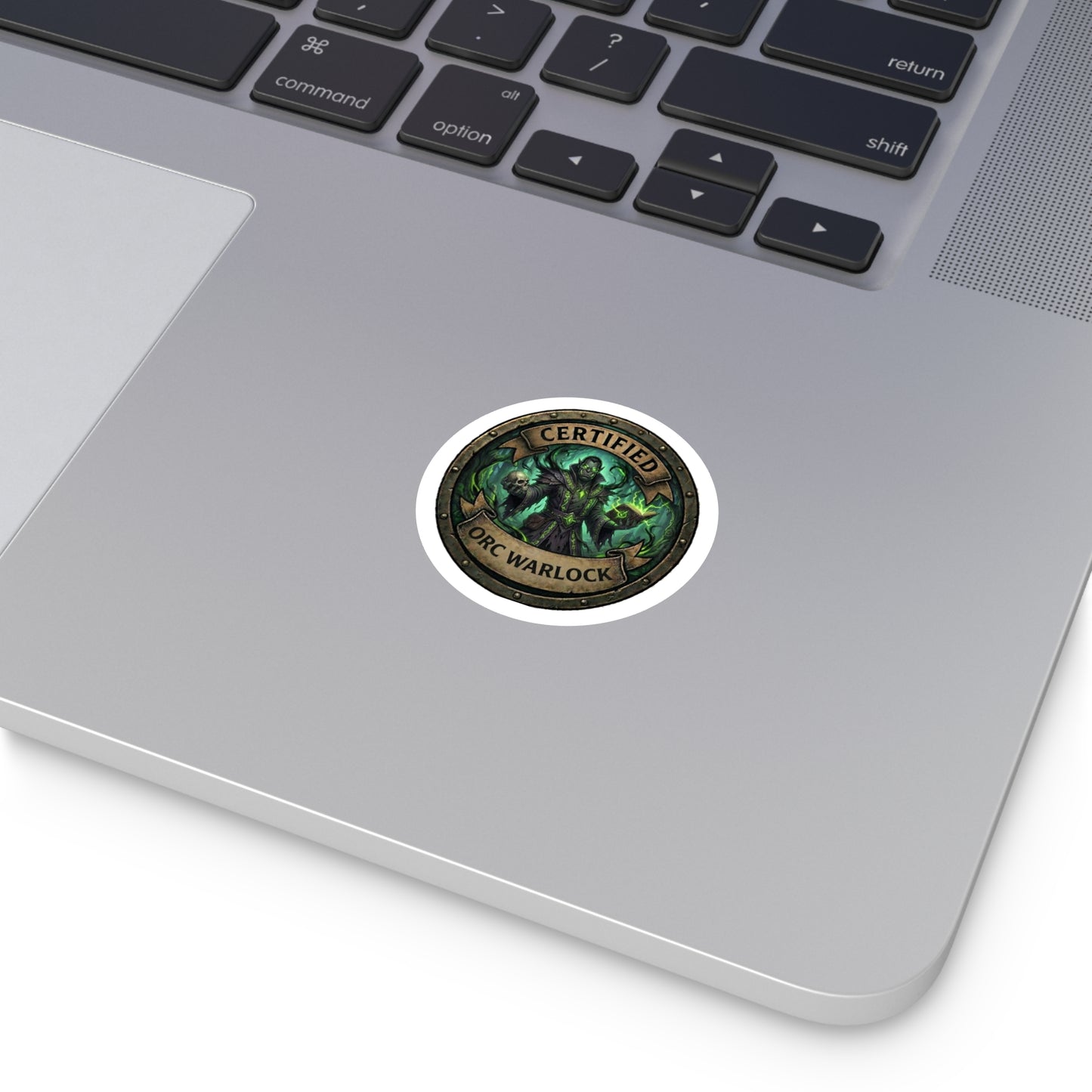 Certified Orc Warlock Round Sticker — Fantasy RPG Gaming Sticker