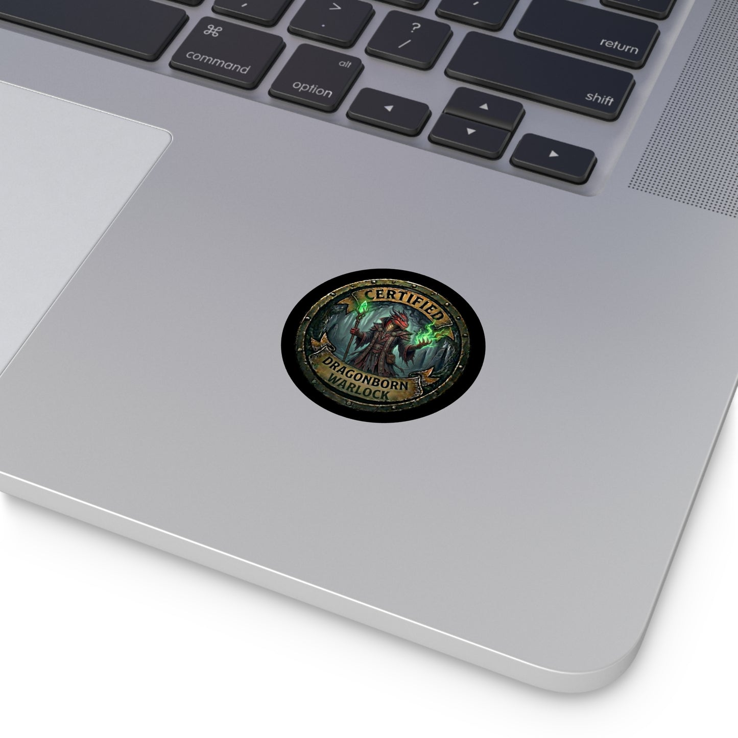 Certified Dragonborn Warlock Round Sticker — Fantasy RPG Vinyl Decal
