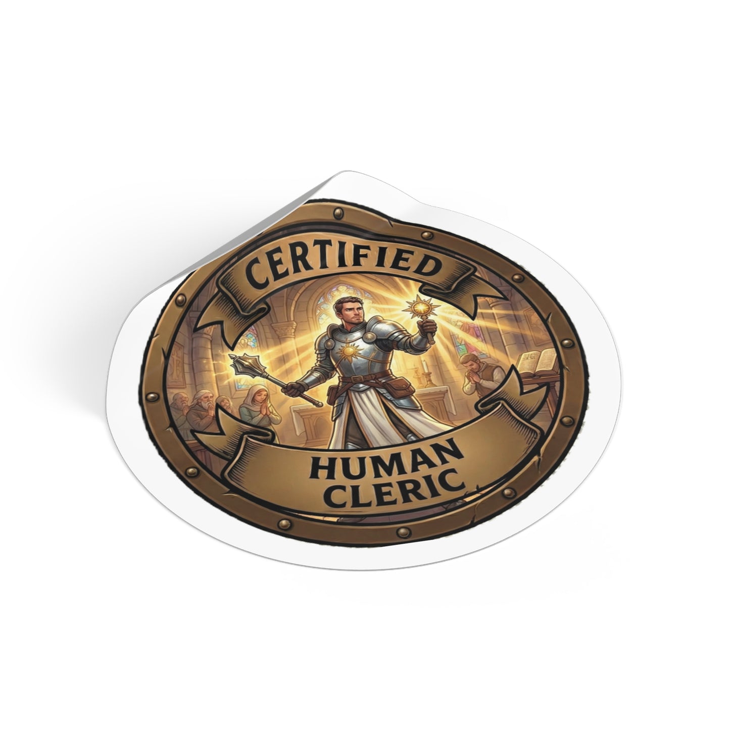Certified Human Cleric Round Vinyl Sticker